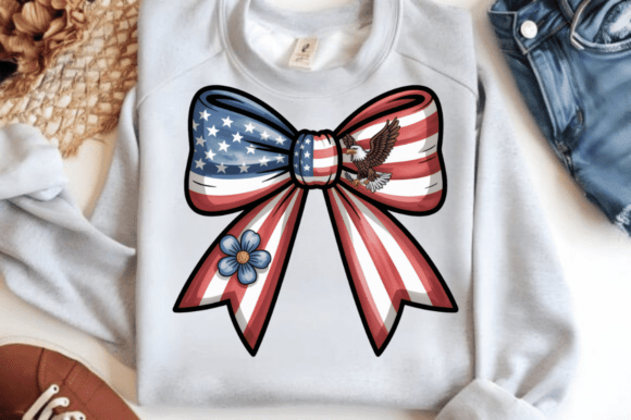 4th of July Bows PNG: Patriotic Sublimation Design