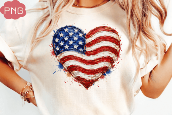 Brushstroke American Flag Heart Png, Bru: Elevating Your Sublimation Projects with Precision