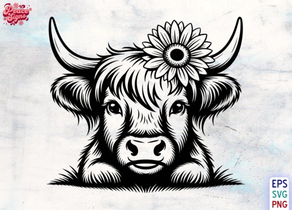 Evaluating Highland Cow Daisy Crown SVG PNG Clipart for Digital and Print Projects
