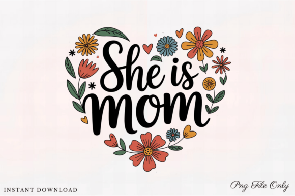 Mother’s Day Floral Heart PNG Design