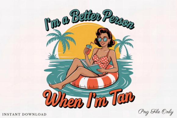 Retro Beach Girl PNG: Vintage Style